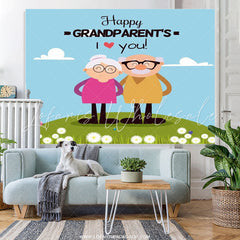 Lofaris Happy Grandparents Grass Land Love Holiday Backdrop