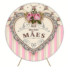 Happy Mothers Day Heart Elegant Round Backdrop for Event