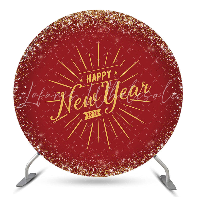 Lofaris Happy New Year 2024 Round Party Holiday Backdrop
