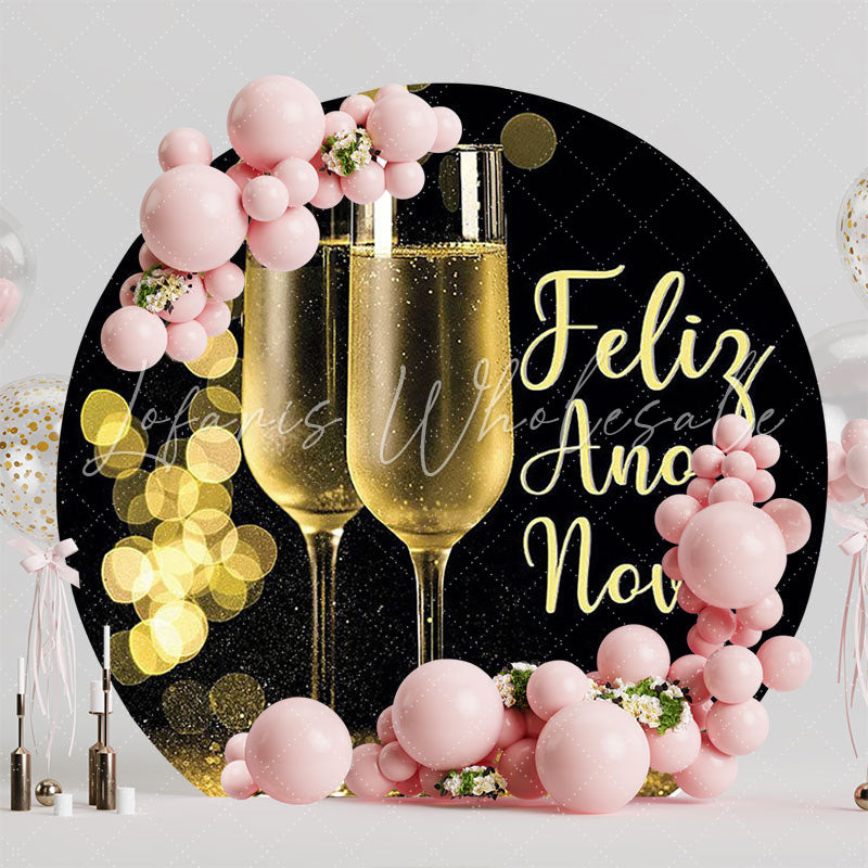 Happy New Year Festive Round Backdrop for New Year Celebration