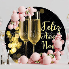 Happy New Year Festive Round Backdrop for New Year Celebration