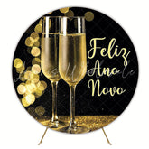 Happy New Year Festive Round Backdrop for New Year Celebration