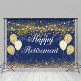 Lofaris Happy Retirement Gold Balloon Glitter Bokeh Backdrop