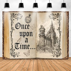 Lofaris Hardcover Beige Book Castle Birthday Backdrop