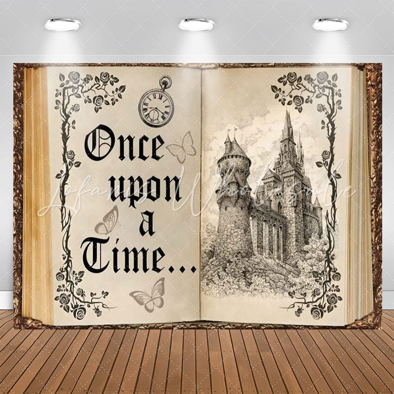 Lofaris Hardcover Beige Book Castle Birthday Backdrop