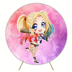 Harley Quinn Themed Vibrant Round Backdrop For Party Decoration