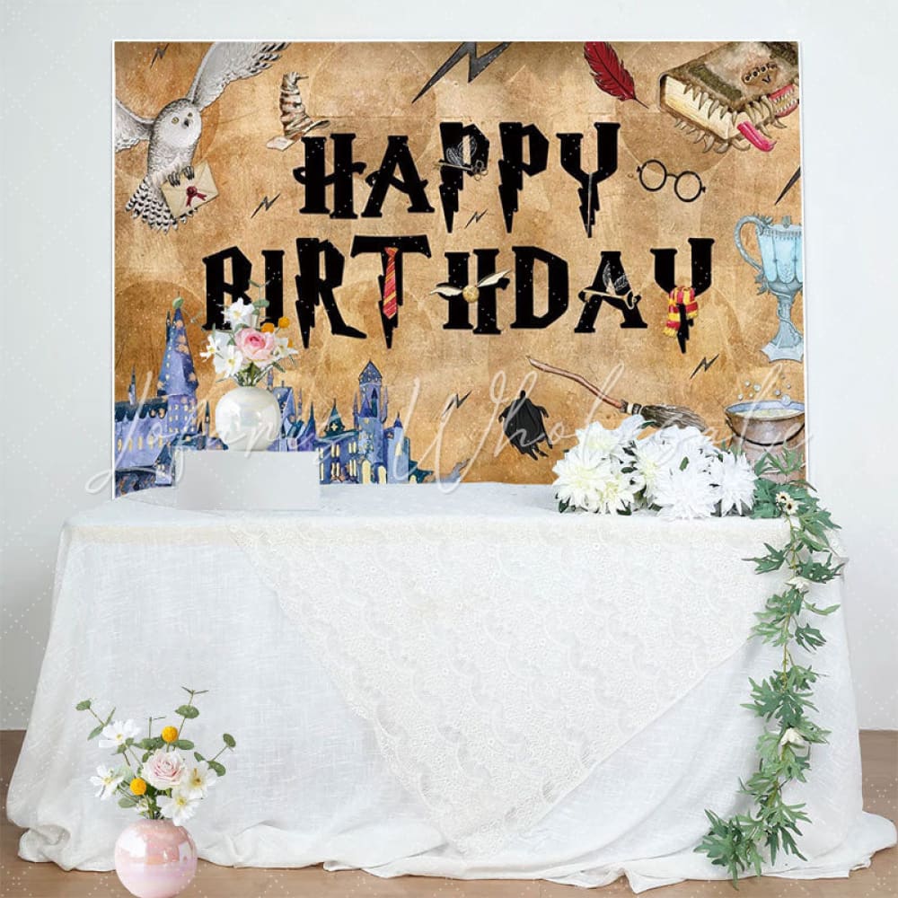 Harry Potter Magic Wizard Happy Birthday Photography Backdrop For Boys