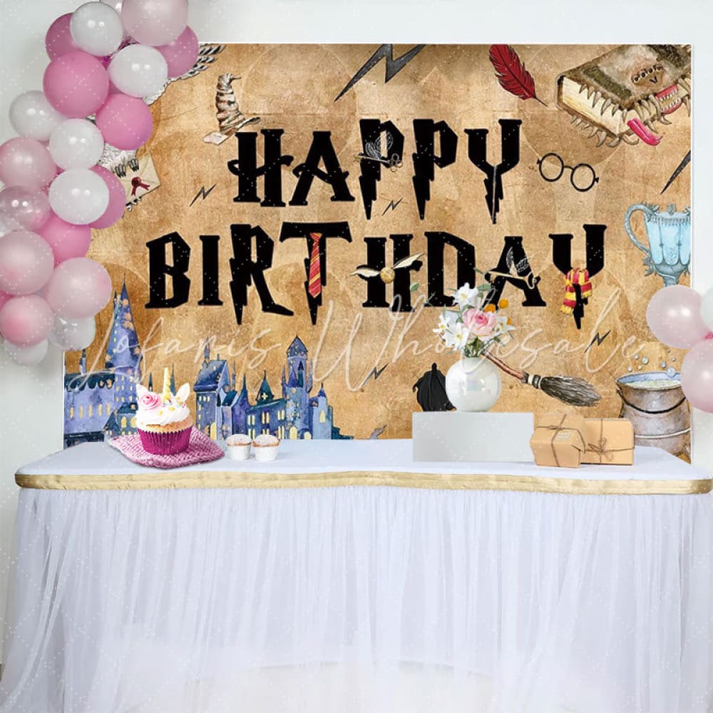 Harry Potter Magic Wizard Happy Birthday Photography Backdrop For Boys