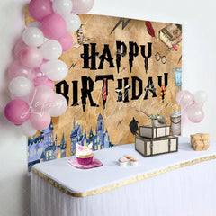 Harry Potter Magic Wizard Happy Birthday Photography Backdrop For Boys