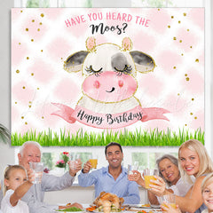 Lofaris Have You Heard The Moos Pink Glitter Grass Birthday Backdrop