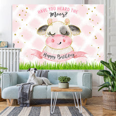 Lofaris Have You Heard The Moos Pink Glitter Grass Birthday Backdrop