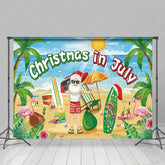 Lofaris Hawaii Beach Holiday Santa Christmas In July Backdrop