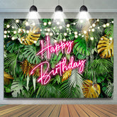 Lofaris Hawaii Night Coconut Lights Happy Birthday Backdrop
