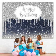 Lofaris Haze Blue And Silver Bokeh Happy Birthday Backdrop