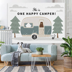 Lofaris He Is One Happy Camper Jungle Birthday Backdrop