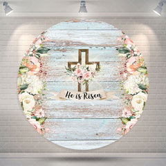 Lofaris He Is Resen Floral Wooden Circle Easter Backdrop