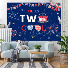 Lofaris He Is Two Cool Blue Happy 2Nd Birthday Backdrop For Boys