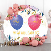 Lofaris He Or She Balloon Round Gender Reveal Backdrop
