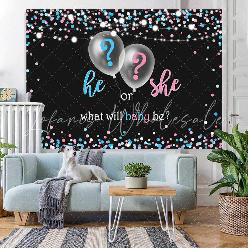 Lofaris He or She Blue and Pink Balloon Baby Shower Backdrop