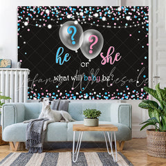 Lofaris He or She Blue and Pink Balloon Baby Shower Backdrop