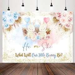 Lofaris He Or She Bunny Floral Boho Baby Shower Backdrop