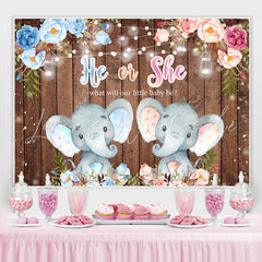 Lofaris He Or She Elephant Gendar Reveal Baby Shower Backdrop