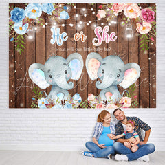 Lofaris He Or She Elephant Gendar Reveal Baby Shower Backdrop