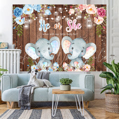 Lofaris He Or She Elephant Gendar Reveal Baby Shower Backdrop