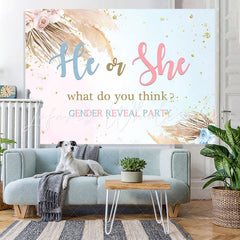 Lofaris Pink Floral Glitter Blue Backdrop for Gender Reveal