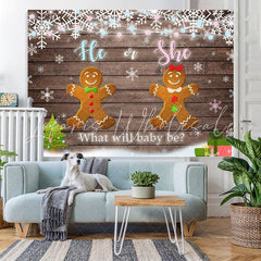 Lofaris He or She Gingerbread Man Wooden Baby Shower Backdrop