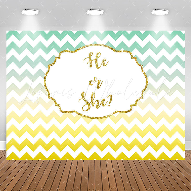 Lofaris He Or She Gradient Wave Stripe Gender Reveal Backdrop