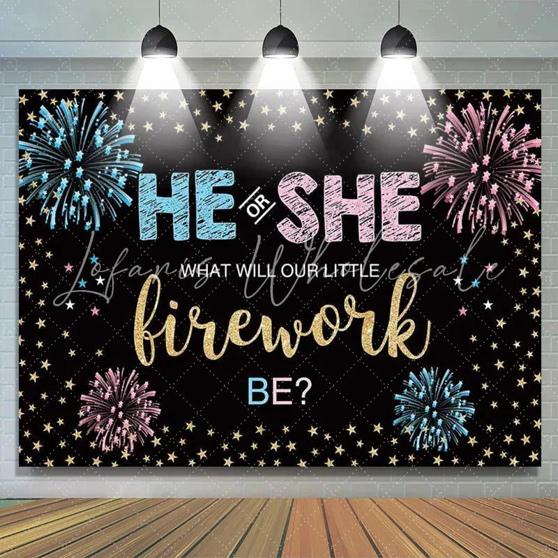 Lofaris He Or She Independence Day Spark Gender Reveal Banner