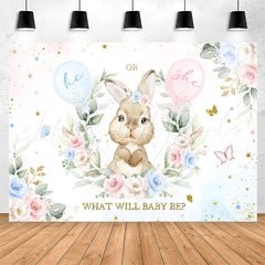 Lofaris He Or She Little Bunny Floral Baby Shower Backdrop