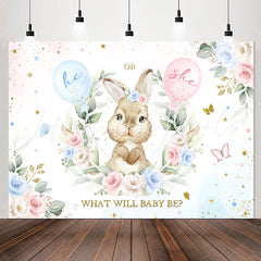 Lofaris He Or She Little Bunny Floral Baby Shower Backdrop