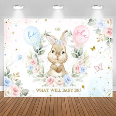 Lofaris He Or She Little Bunny Floral Baby Shower Backdrop