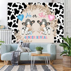 Lofaris He Or She Lovely Cow Balloon Gender Reveal Backdrop