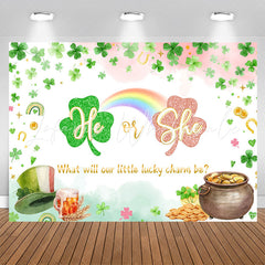 Lofaris He Or She Lucky Charm Clover Gender Reveal Backdrop
