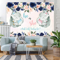 Lofaris He or She Pink and Blue Roses Baby Shower Backdrop