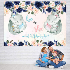 Lofaris He or She Pink and Blue Roses Baby Shower Backdrop