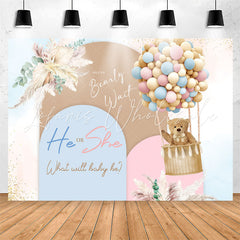 Lofaris He Or She Pink Blue Balloon Baby Shower Backdrop
