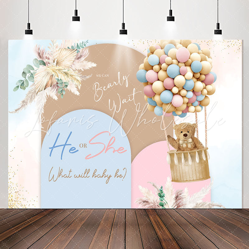 Lofaris He Or She Pink Blue Balloon Baby Shower Backdrop
