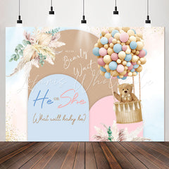 Lofaris He Or She Pink Blue Balloon Baby Shower Backdrop