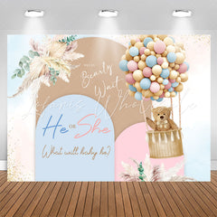 Lofaris He Or She Pink Blue Balloon Baby Shower Backdrop