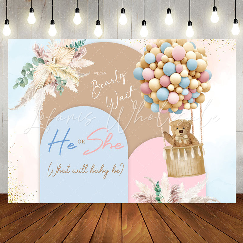 Lofaris He Or She Pink Blue Balloon Baby Shower Backdrop