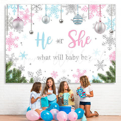 Lofaris He or She Silver Pellet Snowflake Baby Shower Backdrop