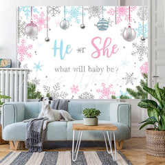 Lofaris He or She Silver Pellet Snowflake Baby Shower Backdrop