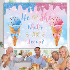 Lofaris He Or She What Is The Scoop Cute Baby Shower Backdrop