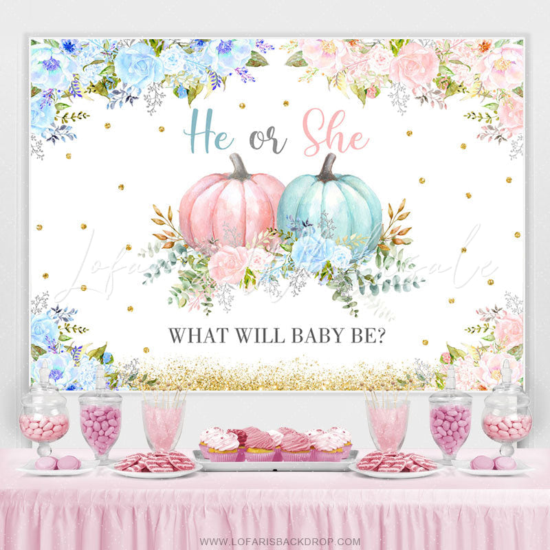 Lofaris He Or She What Will Baby Be Autumn Shower Backdrop