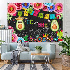 Lofaris He Or She What Will Baby Be Avocado Shower Backdrop