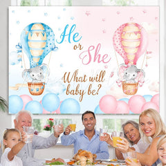 Lofaris He Or She What Will Baby Be Elephant Shower Backdrop